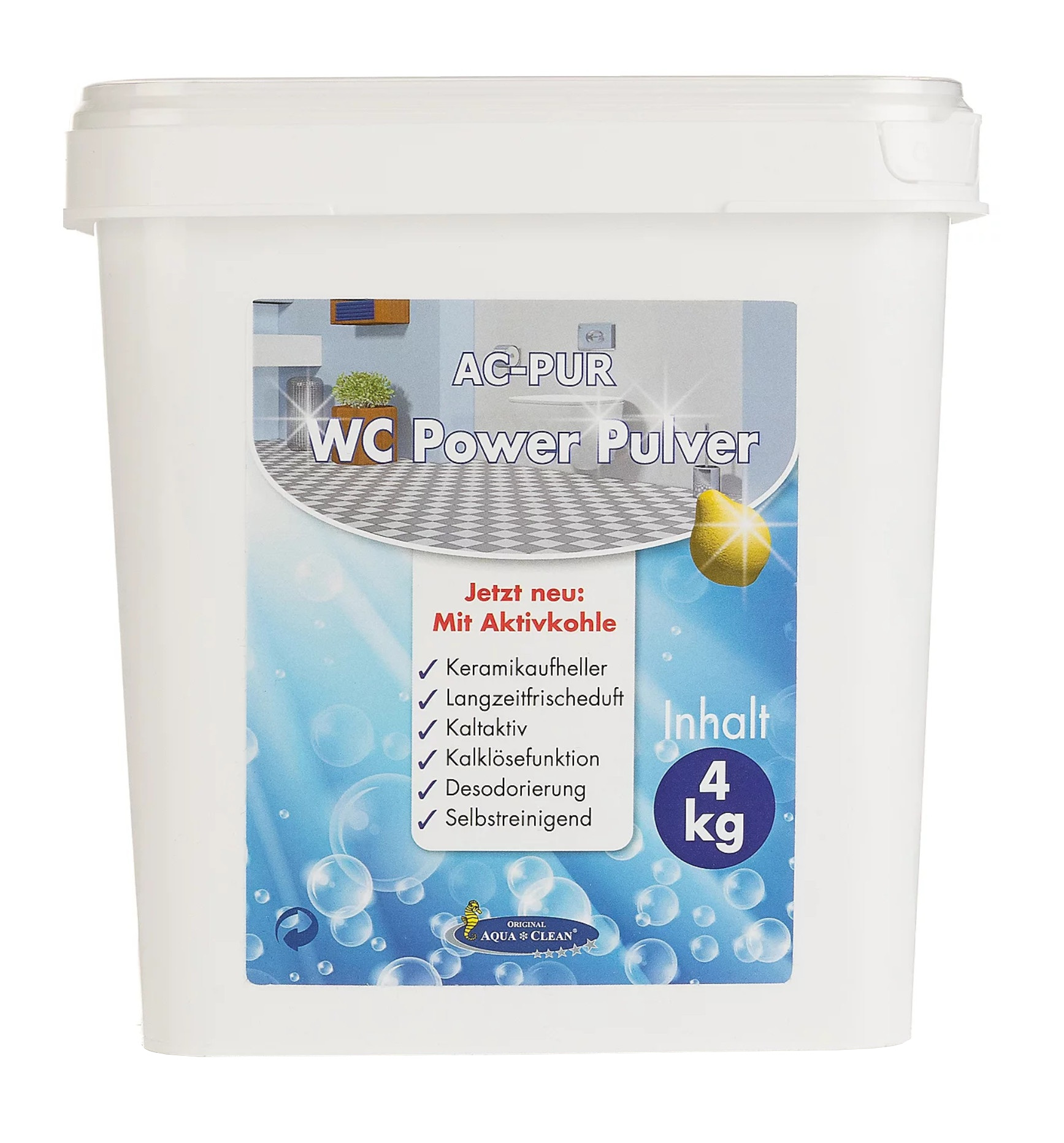 AQUA CLEAN PUR WC Power Pulver mit Aktiv-Kohle gegen unangenehme Gerüche, 4kg