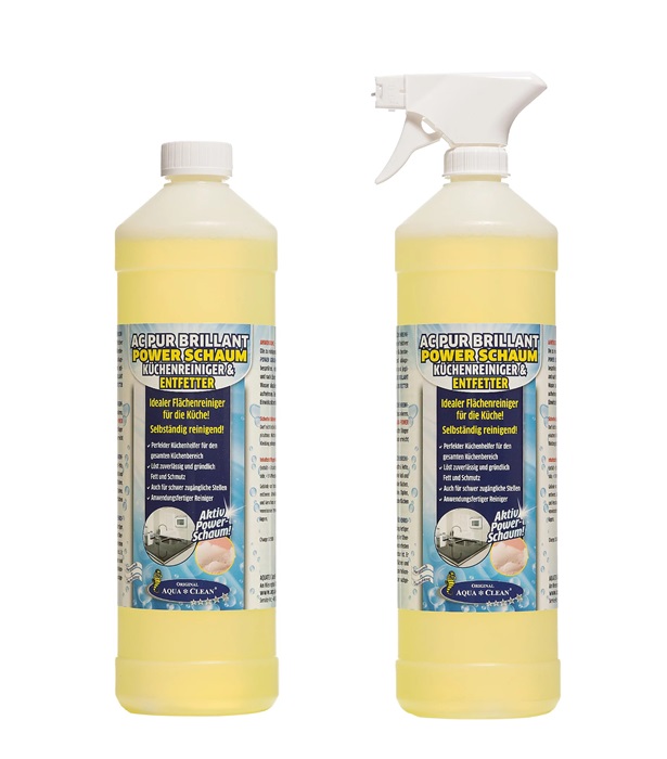 AQUA CLEAN PUR Brillant Powerschaum Küchenreiniger & Entfetter 2x 1l